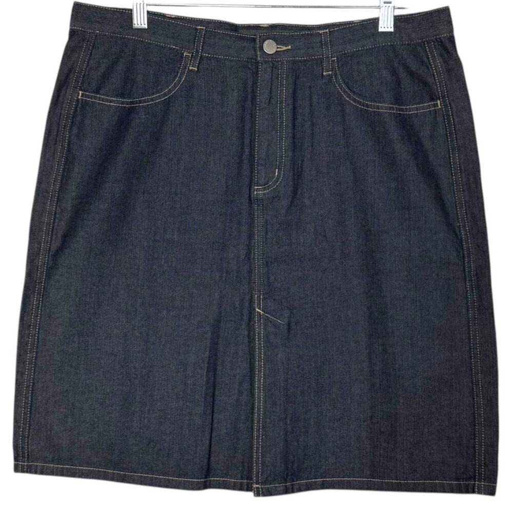 Banana Republic Factory Denim Skirt 100% Cotton Dark Wash Jean Skirt Size 14